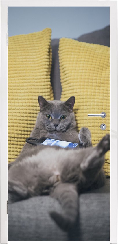 Deursticker Kat - Bank - Lui - 75x205 cm - Deurposter