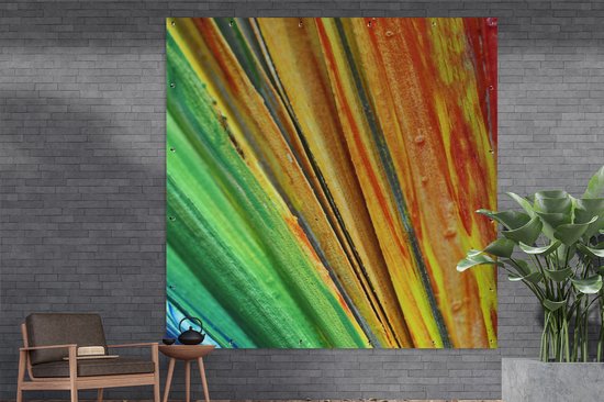 Affiche de Jardin Peinture à l'huile colorée - 200x200 cm - Toile de jardin - Affiche d'extérieur.