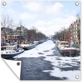 Tuinposters De Brouwersgracht in Amsterdam in de winter - 50x50 cm - Tuindoek - Buitenposter