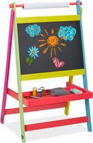 Relaxdays schoolbord kinderen - krijtbord staand - tekenbord - kinderschoolbord rol papier