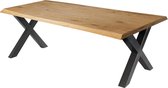 Boomstamtafel - eikenhouten boomstamtafel met x-poot - extra dik blad