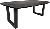 Bootmodel zwarte eikenhouten tafel met facet rand - u-poot