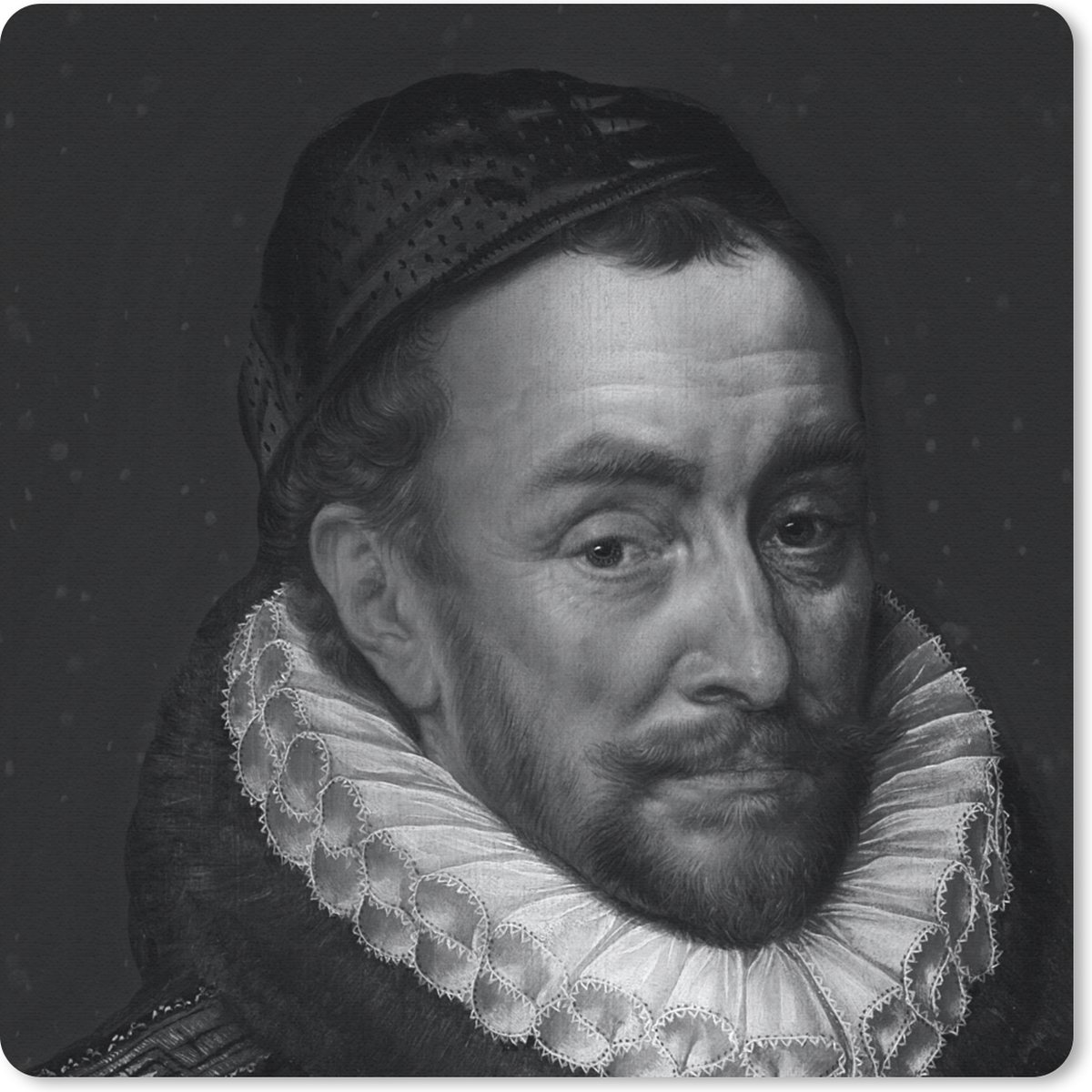 Muismat 20x20 cm - Mousepad Portret van Willem I - Adriaen Thomasz - Zwart - Wit - Muismatten
