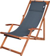 Bol.com Casaria Ligstoel Acaciahout – Opvouwbaar tot 160kg – Antraciet aanbieding
