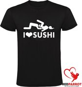 I love sushi Heren  t-shirt | seks |porno |japans | chinees | aziatisch | Zwart