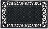 Relaxdays deurmat rubber - 40x60cm - buitenmat - met noppen - antislip - rubbermat - zwart