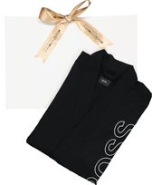BOSS heren ochtendjas - katoen jersey - zwart in cadeauverpakking -  Maat: XL