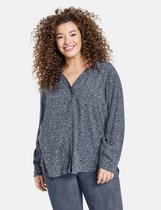 SAMOON Dames Blouse met V-hals van EcoVero-viscose Slate Blue gemustert-44