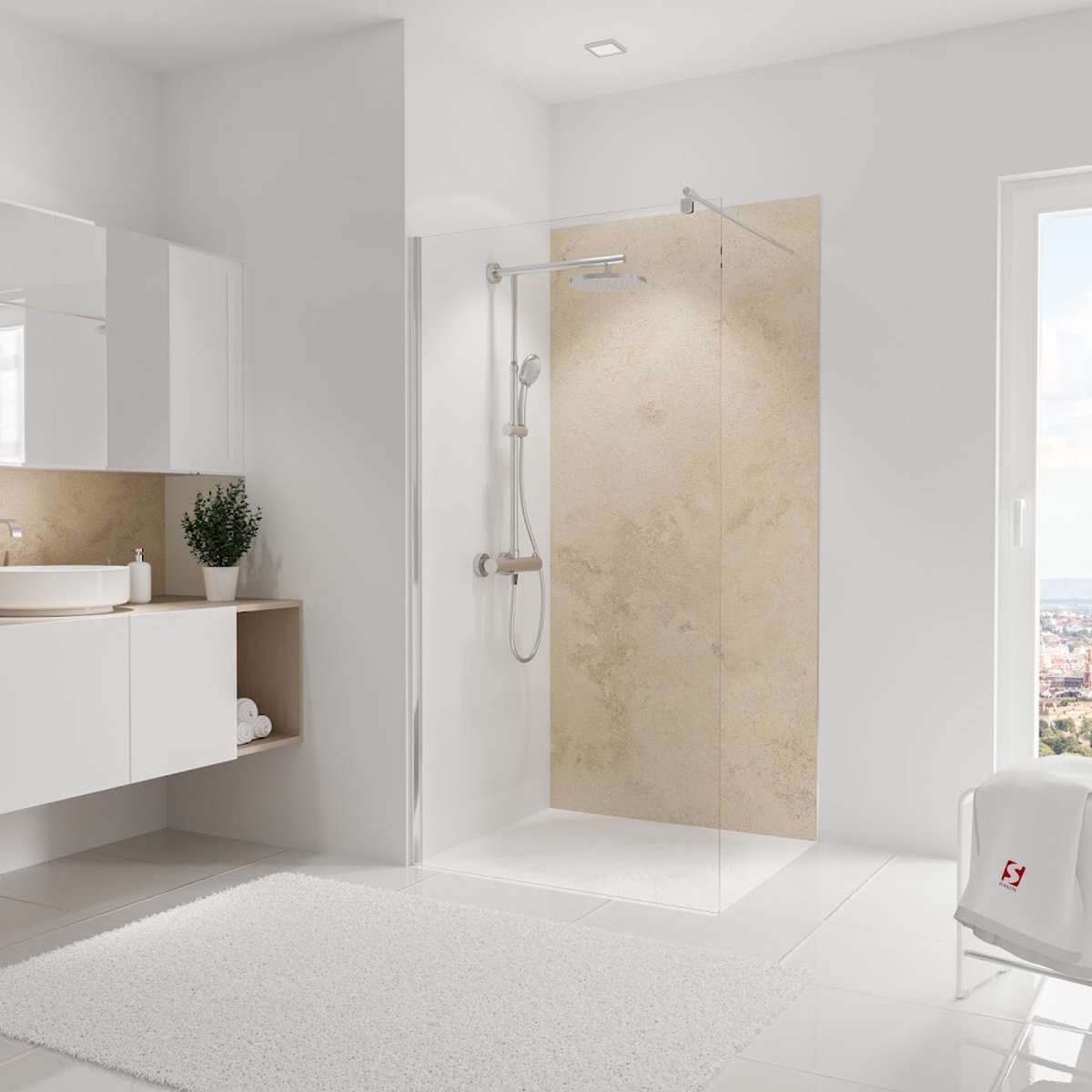Schulte badkamer achterwand - kalksteen helder - 100x210 - zelf inkortbaar - wanddecoratie - muurdecoratie - wandpanelen - muurbekleding