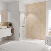 Schulte badkamer achterwand - kalksteen helder - 150x255 - zelf inkortbaar en zelfklevend - muurdecoratie - wandpanelen - muurbekleding