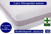 Korter model -  Royal Elite Medical Matras 3D - Matras Micropocket 500 Latex Bamboo 7 zone met handgrepen 23 CM - Gemiddeld ligcomfort - 90x190/23