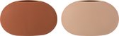 Vaas | keramiek | beige - rood | 28x9.3x (h)17.3 cm