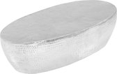 Decoways - salontafel 100x50x28 cm gehamerd aluminium zilver