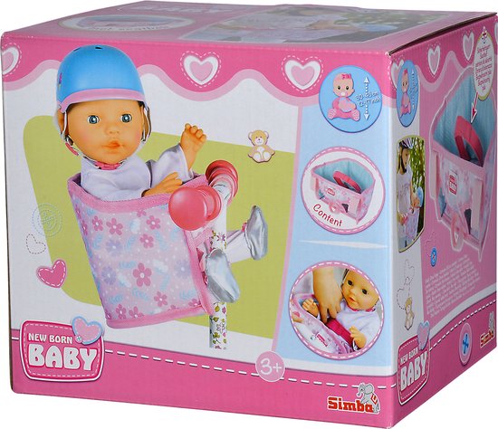 New Born Baby - Fietszitje met riem - geschikt voor 30-43 cm - klittenband - Babypop - Simba