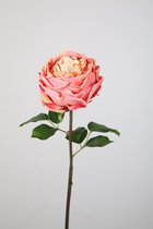 Kunstbloem - set van 2  -Roos - decoratieve tak - 51 cm - roze