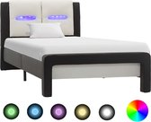 Decoways - Bedframe met LED kunstleer zwart en wit 100x200 cm