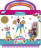 Totum Rainbow Pets Designer doeboek - tekenen en schrijven, stickerboek regenboogdieren - creatief kleurboek - cadeau tip