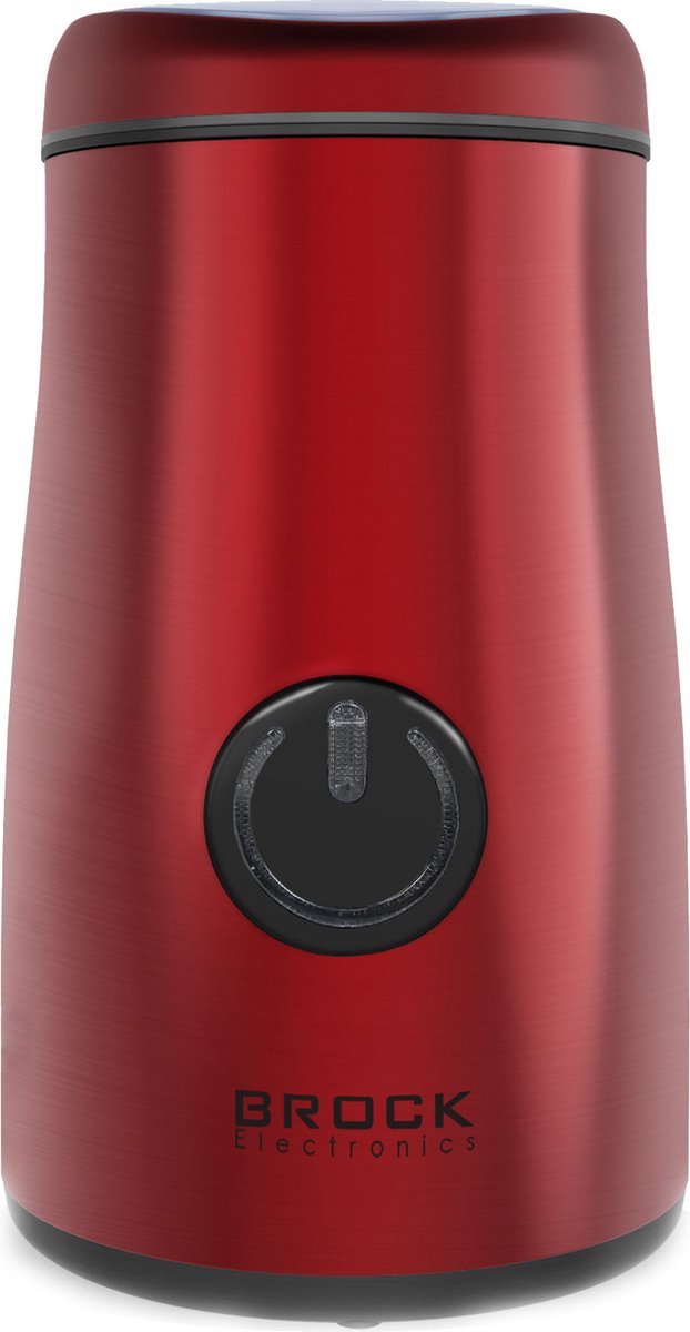 Brock Elektrische Koffiemolen Rood 150W – Voor Koffiebonen, Kruiden, Noten & Specerijen – Stil, Snel & BPA-vrij – RVS Mes