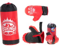 foto van Playos® - Boksset voor Kinderen - Rood - Bokshandschoenen - Boksbal - Bokszak - Speelgoed - Buitenspeelgoed - Sportief