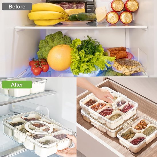 Set de bols à trempette avec plateau, bols à snack et bols à trempette avec couvercle, assiettes à snack avec compartiments, boîte de rangement, bol de service à antipasti, bols à snack et bols à trempette avec couvercle