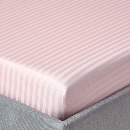 Homescapes - Damast hoeslaken roze, draaddichtheid 330, 150 x 200 cm