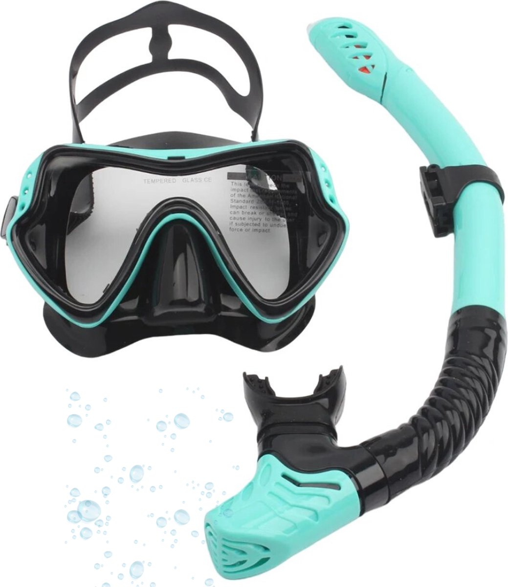 Actania Snorkelmasker - Volwassenen - Snorkel - Snorkelset - Duikbril - Full Face - Zwart/Groen