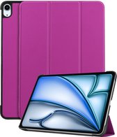 Hoes Geschikt voor iPad Air 6 (11 inch) Hoes Book Case Hoesje Trifold Cover - Hoesje Geschikt voor iPad Air 2024 (11 inch) Hoesje Bookcase - Paars