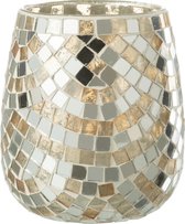 J-Line windlicht Mozaiek - glas - zilver/goud - medium
