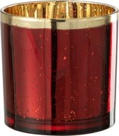 J-Line windlicht Rand - glas - goud/rood - large