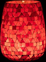 J-Line windlicht Mozaiek Driehoek- glas - rood/roze - medium
