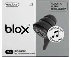 BLOX Oordoppen Music - Oordopjes voor Festival - Muziek - Gehoorbescherming met akoestische filter - Zwart - 19 dB SNR