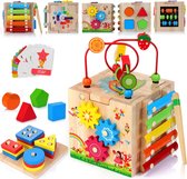 8-in-1 motoriekkubus vanaf 18 maanden - activiteitenkubus stapel- en sorteerbord - woordkaarten (in het Engels) - Montessori-speelgoed - cadeau voor kinderen