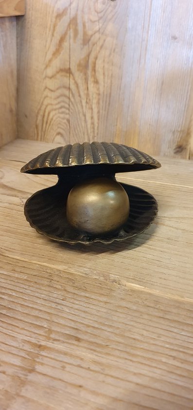 Decoratief Beeld - Bronzen Beelden: Urne In Schelpvorm - Kunststof - Bronzart - Multicolor - 14 X 7 Cm