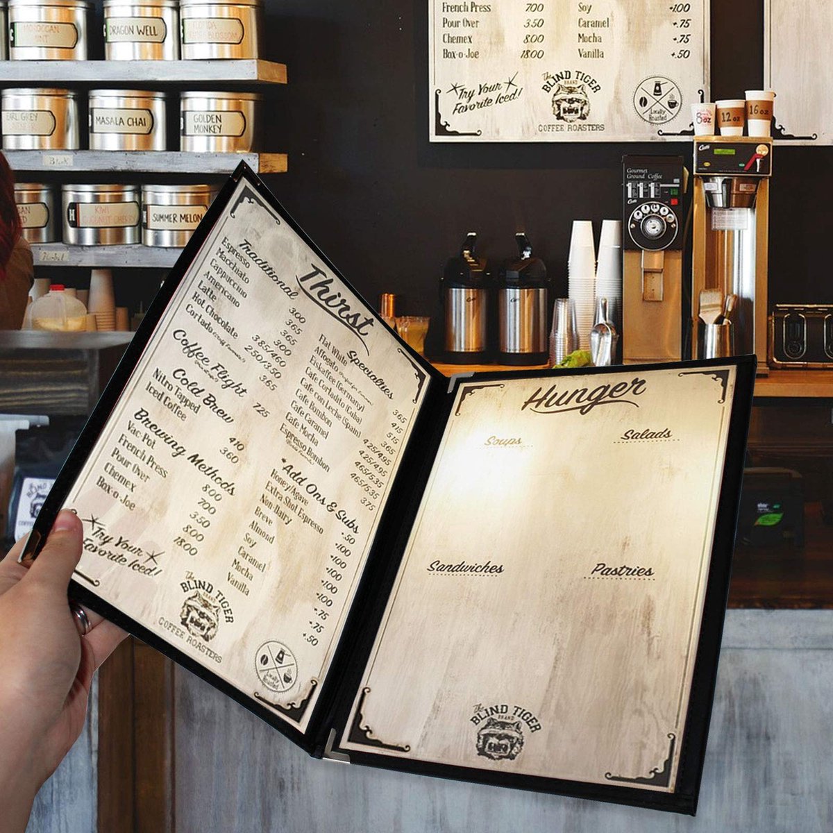 Elegant A4 PVC Menu Holders - Customisable Display Binders for Cafés