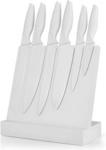QProductz Ensemble de couteaux avec bloc – Ensemble de couteaux 6 Couteaux – Ensemble de couteaux avec bloc – Couteaux en acier inoxydable – Bloc de couteaux magnétique – Wit