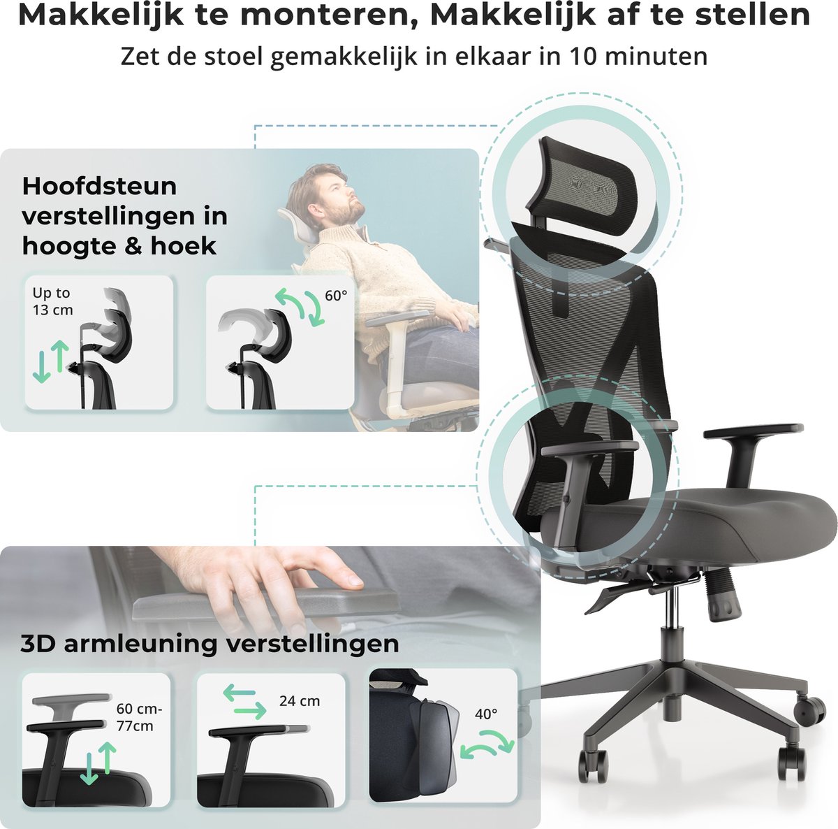 Bureaustoel XL 150 kg | EN1335