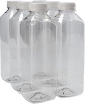 6x Sapfles Plastic 750 ml - Vierkant - PET Flessen met Witte Dop, Sapflessen, Plastic Flesjes Navulbaar, Smoothie Sap Fles - Kunststof BPA-vrij - Set van 6 Stuks