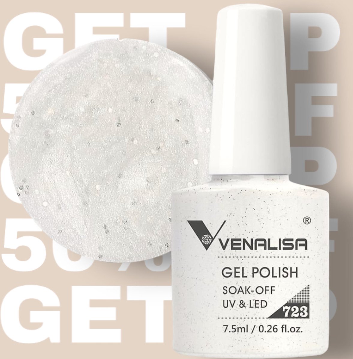 Goedkoopste Venalisa - 723 - White Sparkle - Luxe Glitter Gellak - Gel Nagellak - Marble Wit met Glitters - Gellak - !! Limited Edition !!