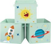 Set van 3 stoffen opbergdozen speelgoedorganizer opvouwbaar met 2 handgrepen voor kinderkamer, speelkamer, slaapkamer, 30 x 30 x 30 cm