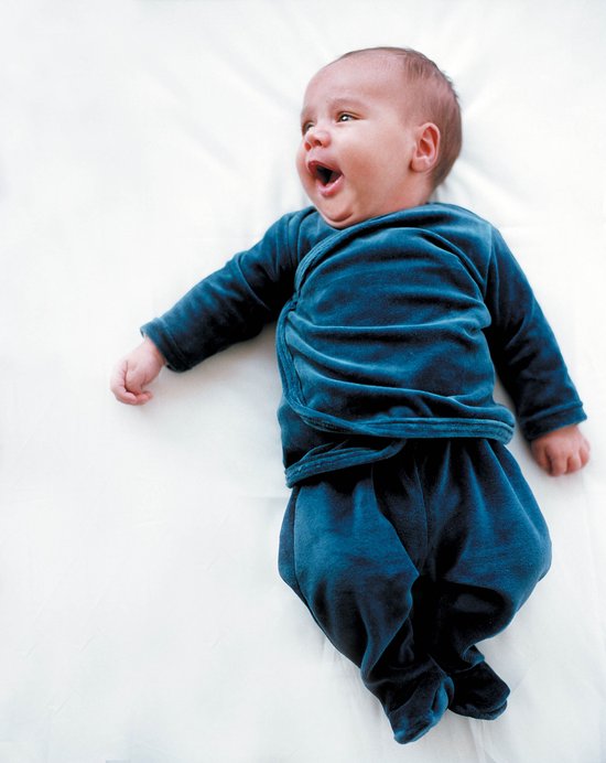 Baby trui overslag oranje velours van biologisch katoen maat 50 bol