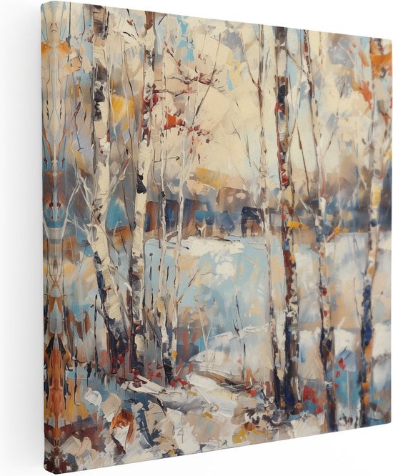 Artaza Peinture sur toile représentant des bouleaux en hiver - 90 x 90 - Groot - Photo sur toile - Impression sur toile