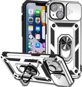 City hoesje - Ring - Anti Shock - Camera Bescherming - iPhone 14 Plus - Backcover - Zilver