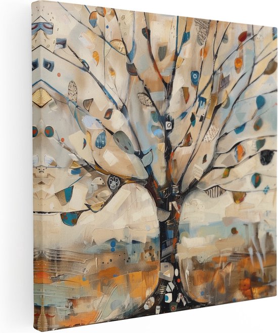 Artaza Peinture sur toile oeuvre abstraite d'un arbre - 80x80 - Groot - Photo sur toile - Impression sur toile