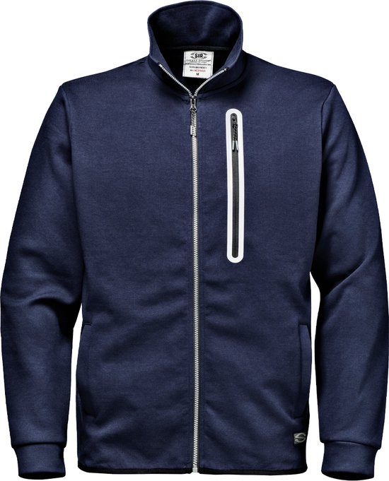 SIR SAFETY BIG POCKET Werktrui HEREN Donkerblauw – Full-Zip – Grote Zak met Badgehouder – Katoen-Polyester Double Jersey 350 g/m²