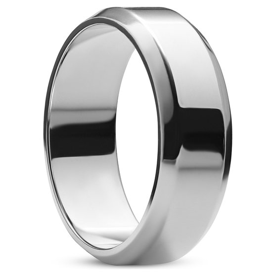 Ferrum | 8 mm Gepolijste Zilverkleurige Roestvrijstalen Ring met Afgeschuinde Randen