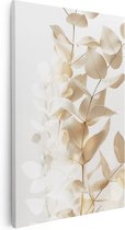 Artaza Canvas Schilderij Witte Achtergrond met een Bos Bladeren - 40x60 - Wanddecoratie - Foto Op Canvas - Canvas Print