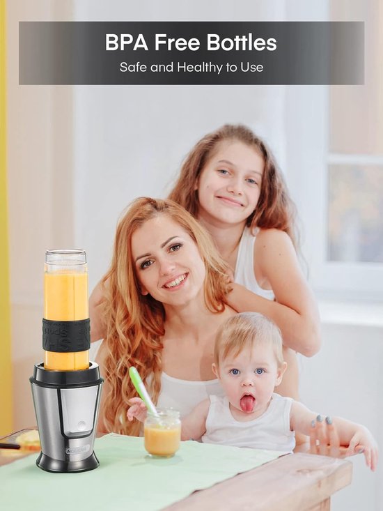 Smoothie Maker To Go - Blender Mixer - Gezonde Drankjes Maken - Met 2 Sportflessen - 570 ml - Roestvrij Staal — afbeelding 5