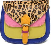 Leren schoudertas Fiona - crossbody tas gerecycled leder - gekleurde damestas van leer - multicolor handtas - SIT1211