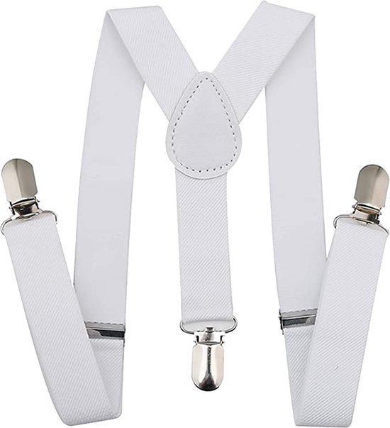 Jumada - Bretels voor Mannen - Geschikt voor Business, Bruiloften en Feesten - Praktische en Modieuze Accessoire voor op Kantoor - wit