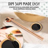 Dim Sum Making Kit | 14 stuks Apparatuur & Gereedschap incl. Gedetailleerd ebook | Professioneel sushimes | Beste Kwaliteit bamboo steamer